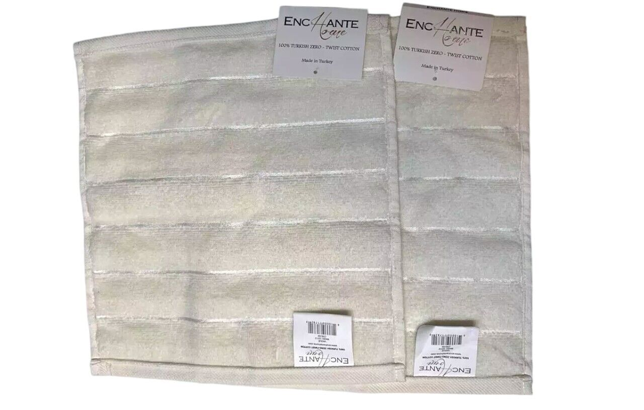 Enchante home Wash Towel  12" X 12" 100% Turkish Zero-Twist Cotton - Cream